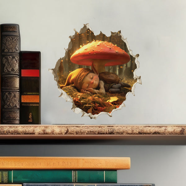 Sleeping Gnome decal with books