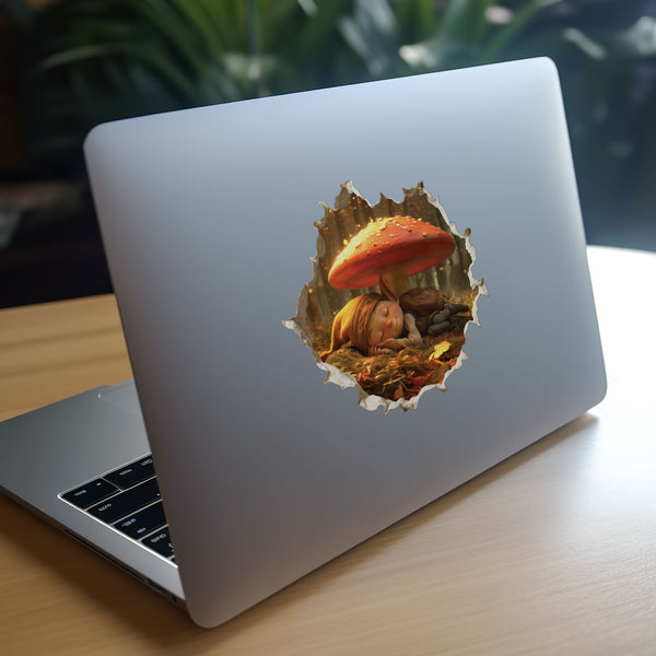 Sleeping Gnome decal on laptop