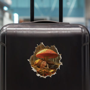Sleeping Gnome decal on luggage