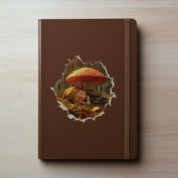 Sleeping Gnome decal on notebook