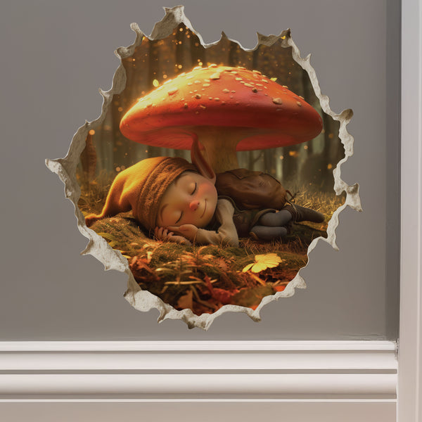 Sleeping Gnome decal on wall