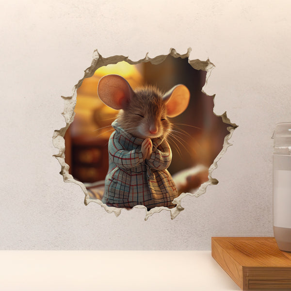 Praying Mouse decal above countertop