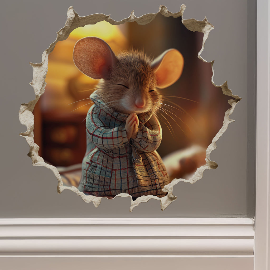 Praying Mouse decal on wall