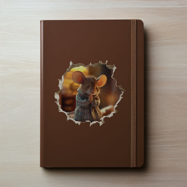 Praying Mouse decal on notebook