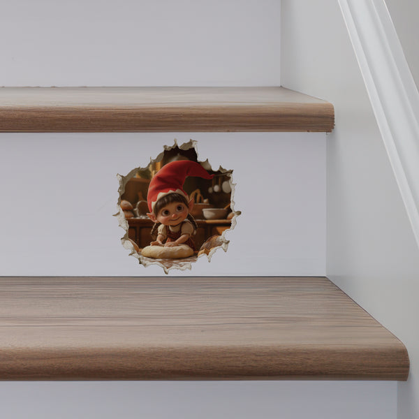 Baker Gnome decal on stairs