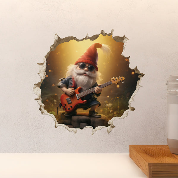 Rock and Roll gnome decal above countertop