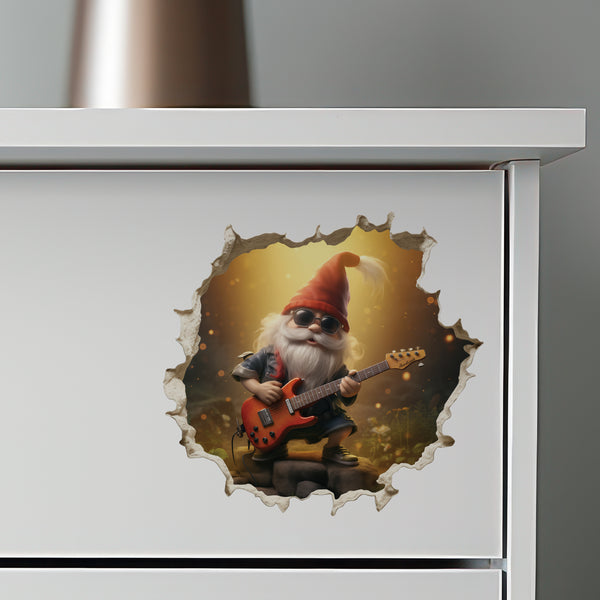 Rock and Roll gnome decal on dresser