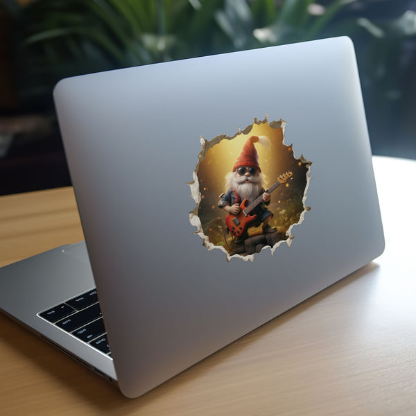 Rock and Roll gnome decal on laptop