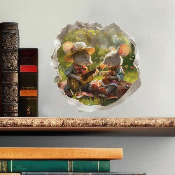 Picnic Mice decal with books