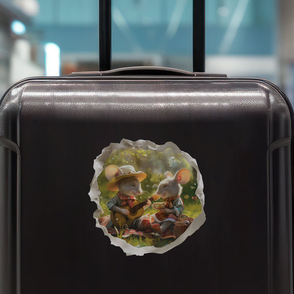 Picnic Mice decal on luggage
