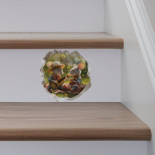 Picnic Mice decal on stairs
