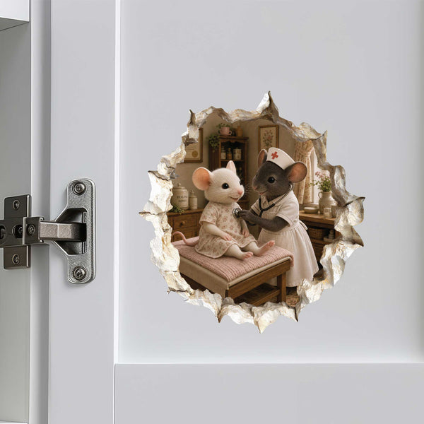 Nurse Mouse Hole Wall Sticker