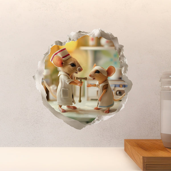 Nurse Mouse decal above countertop