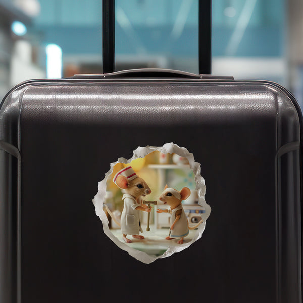 Nurse Mouse decal on luggage