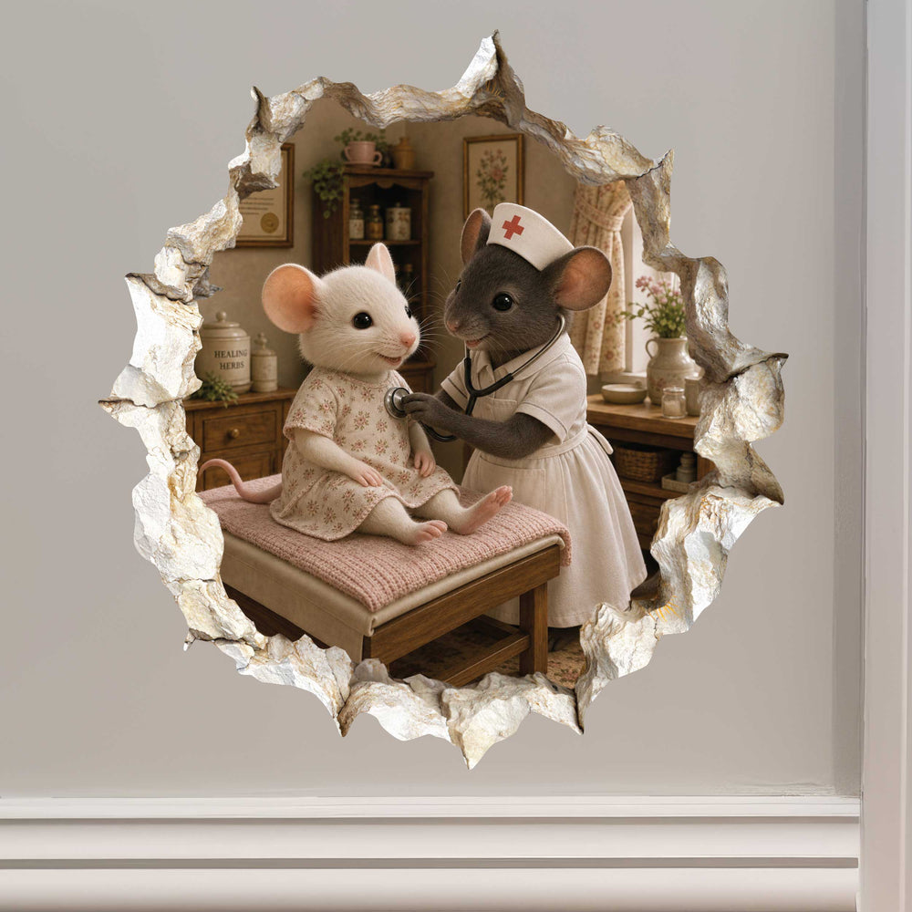 Nurse Mouse Hole Wall Sticker