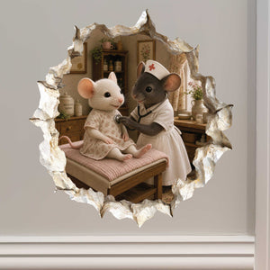 Nurse Mouse Hole Wall Sticker