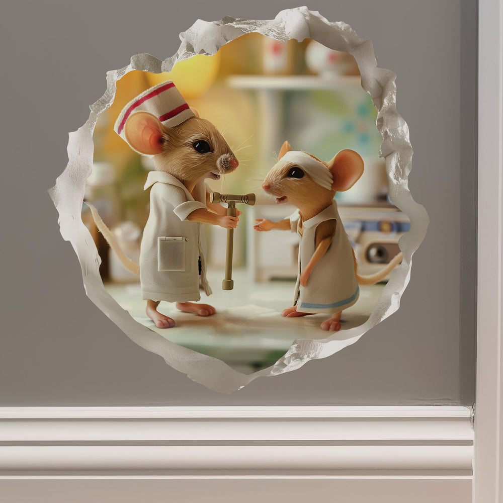 Nurse Mouse decal on wall