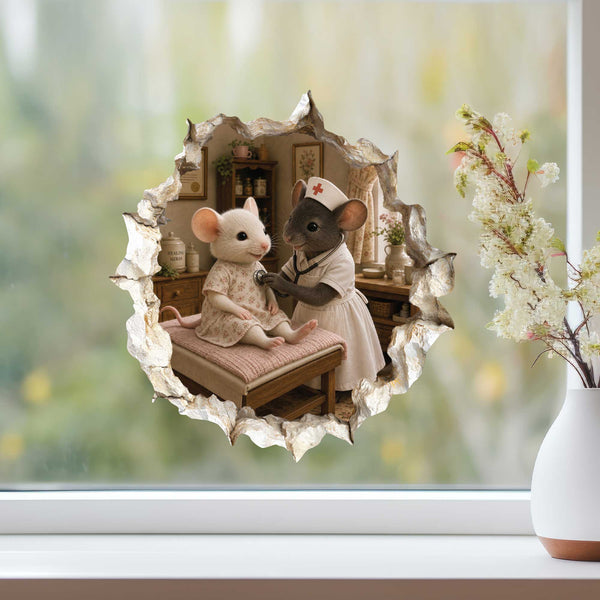 Nurse Mouse Hole Wall Sticker