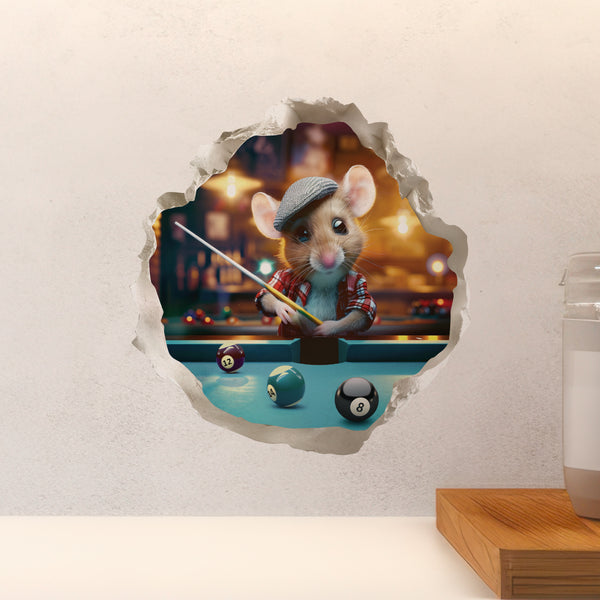 Pool Billiards mouse decal above countertop