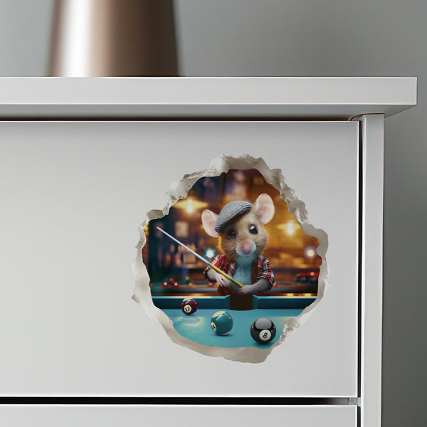 Pool Billiards mouse decal on dresser