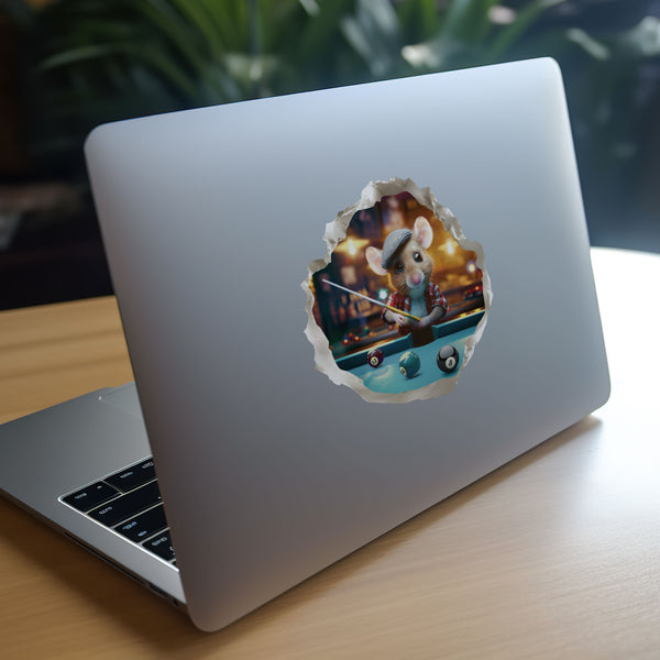 Pool Billiards mouse decal on laptop