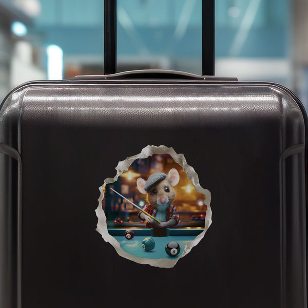 Pool Billiards mouse decal on luggage