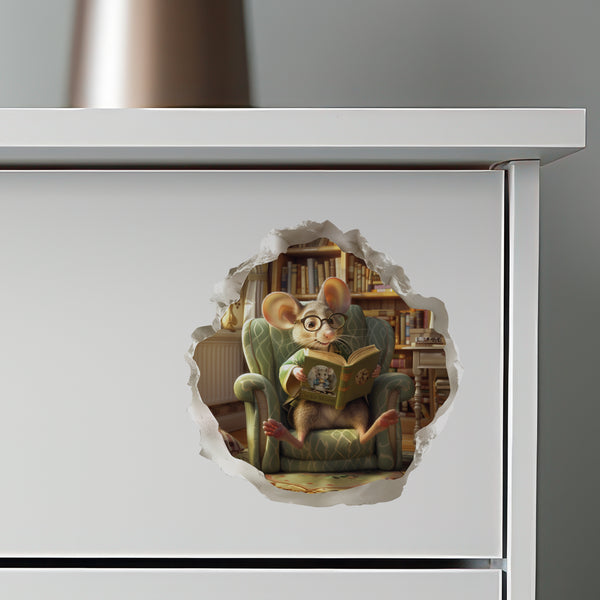 Reading Mouse Decal on dresser