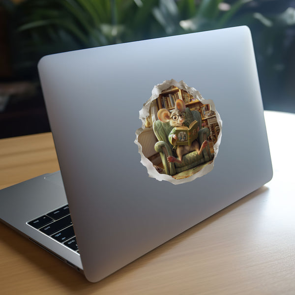 Reading Mouse Decal on laptop