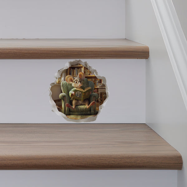Reading Mouse Decal on stairs