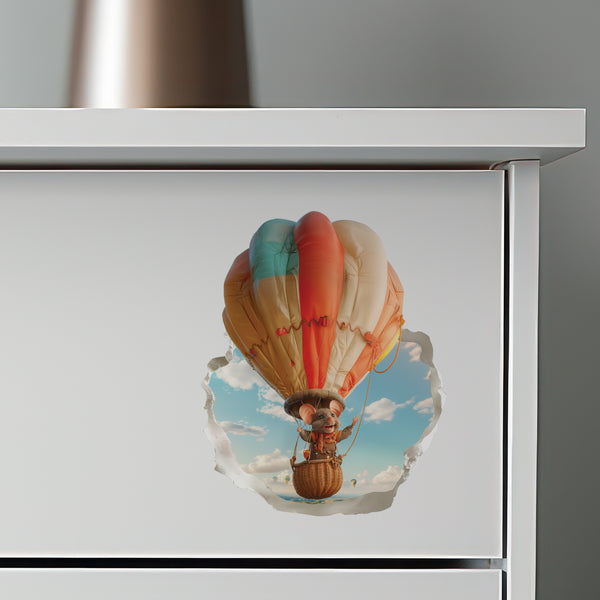 Hot Air Balloon Mouse decal on dresser