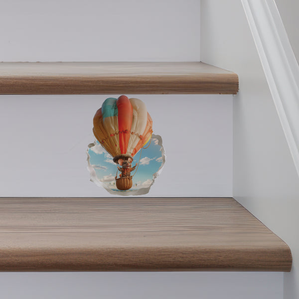 Hot Air Balloon Mouse decal on stairs