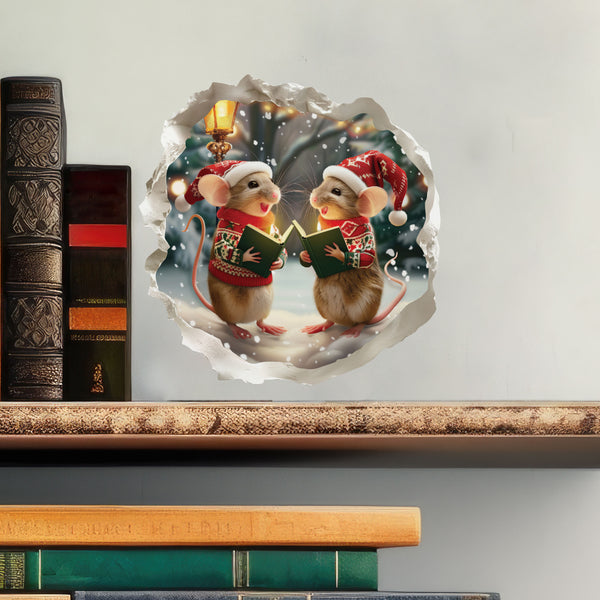 Christmas Carol Mice decal with books