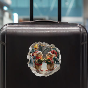 Christmas Carol Mice decal on luggage