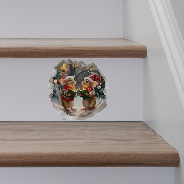 Christmas Carol Mice decal on stairs