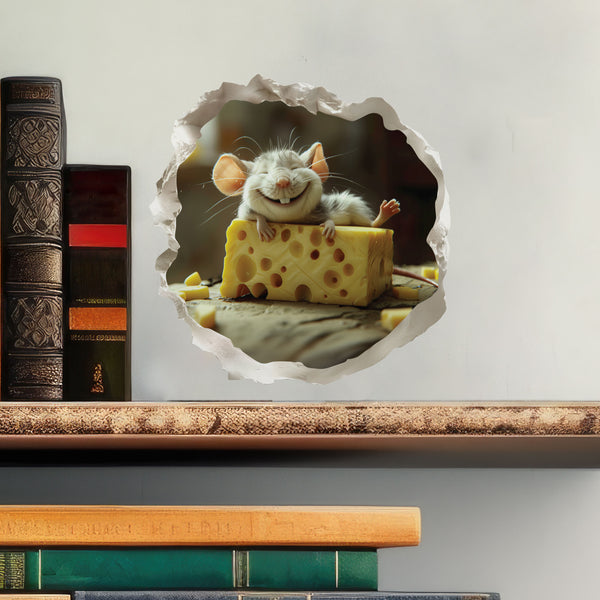 Happy Cheese mouse decal with books