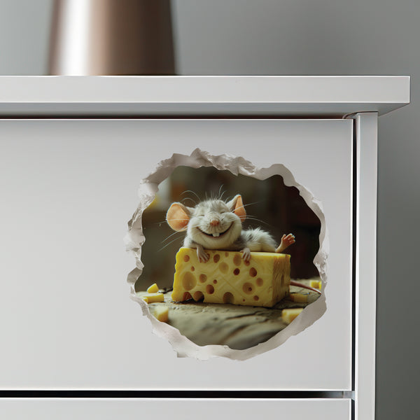 Happy Cheese mouse decal on dresser
