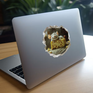 Happy Cheese mouse decal on laptop