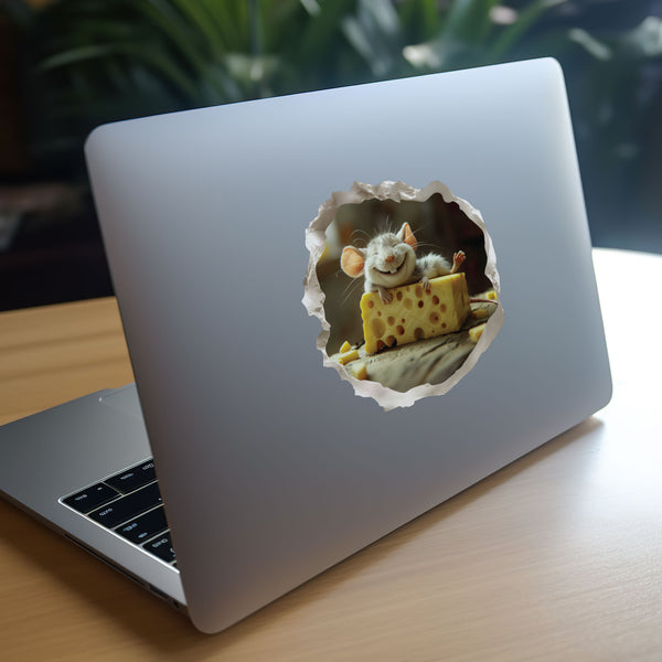 Happy Cheese mouse decal on laptop