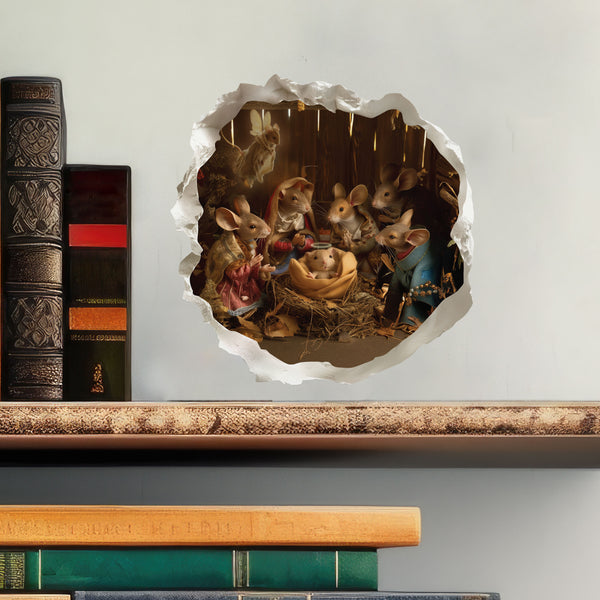 Mouse Nativity Scene decal with books