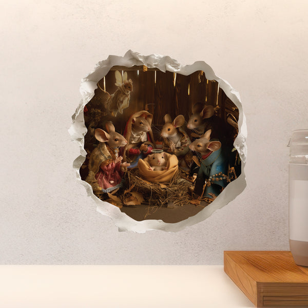 Mouse Nativity Scene decal above countertop