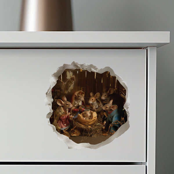 Mouse Nativity Scene decal on dresser