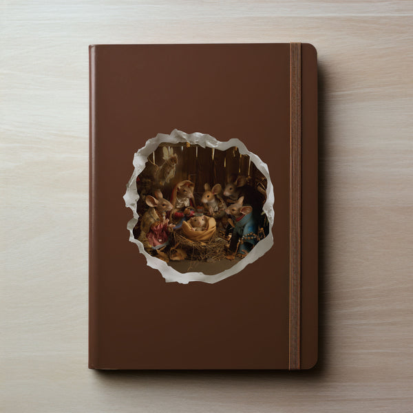 Mouse Nativity Scene decal on notebook