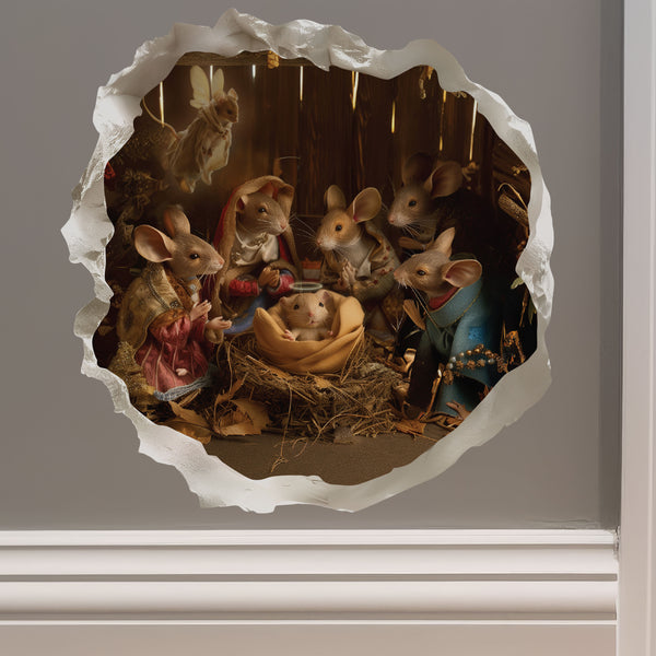 Mouse Nativity Scene decal on wall