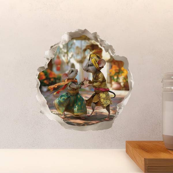 Indian Celebration Mouse decal above countertop