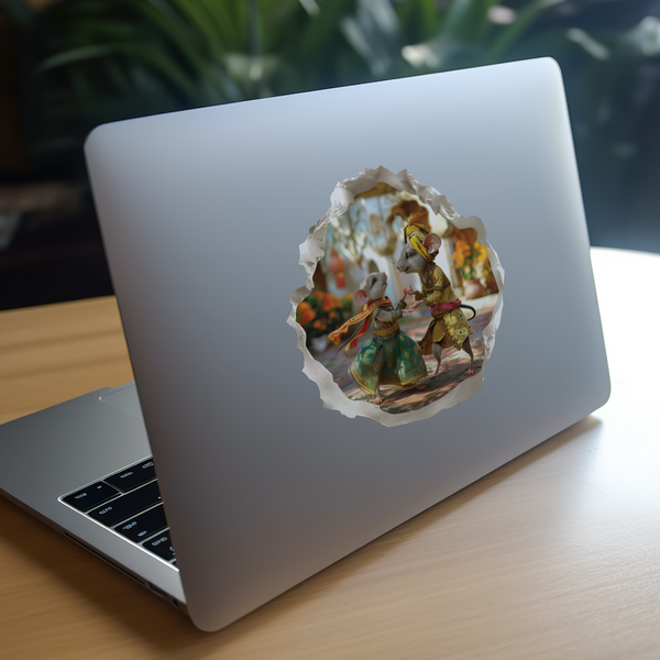 Indian Celebration Mouse decal on laptop