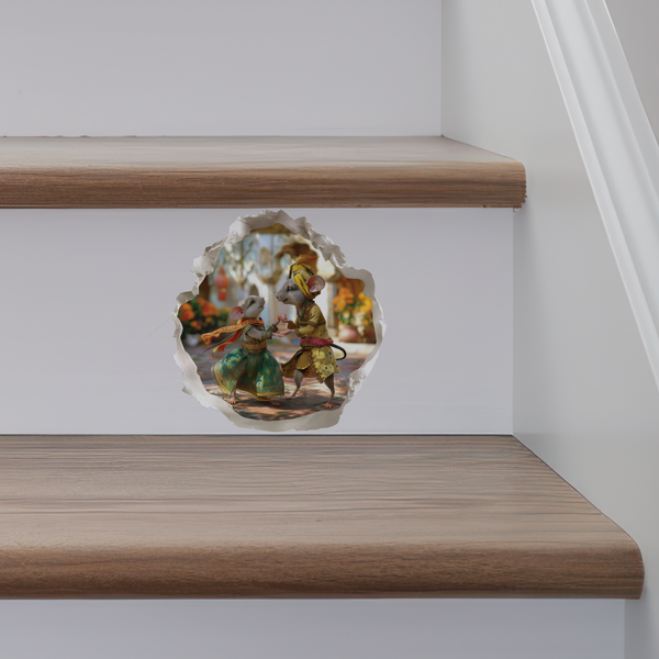 Indian Celebration Mouse decal on stairs