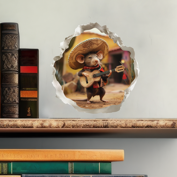 Mexican Mariachi mouse decal on books