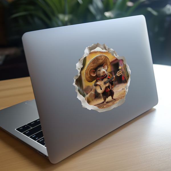 Mexican Mariachi mouse decal on laptop