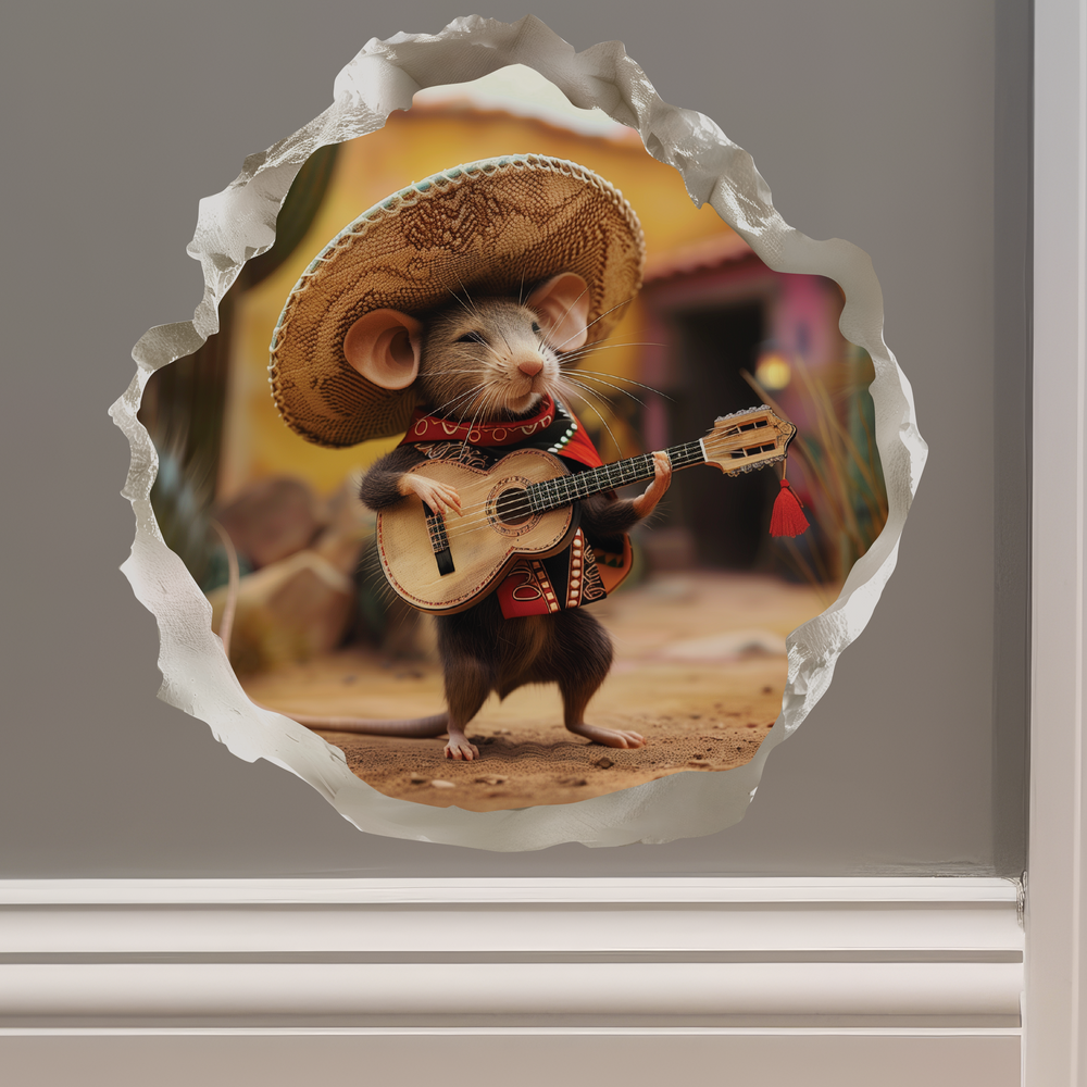 Mexican Mariachi mouse decal on wall