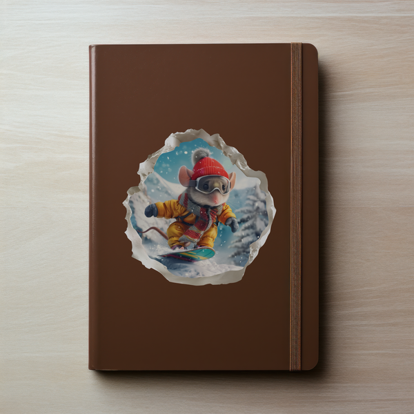 Snowboarding Mouse decal on notebook